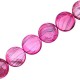 Shell bead 20mm round flat black line Purple pink